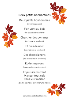 Deux petits bonhommes L'automne grelotte - Paroles de la comptine pour les enfants - Sélection de Poésie, Chansons et Comptines pour enfant - Par Comptines et Belles Histoires