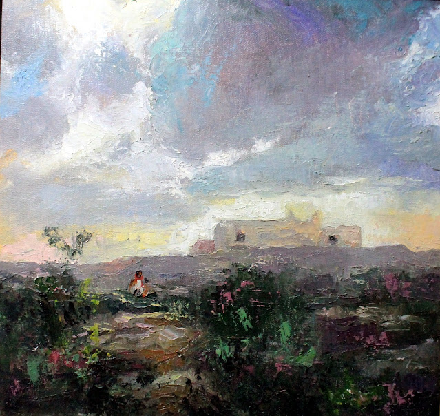 Approche de l'orage (Sidi Ameur) tableau de peinture à l'huile sur toile de Toufik Lebcir