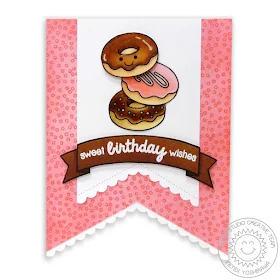 Sunny Studio Stamps: Fishtail Banners II & Sweet Shop Doughnut Birthday Card by Mendi Yoshikawa
