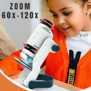 Kids Handheld Pocket Microscope LED Light