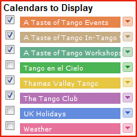 Selecting calendars to display