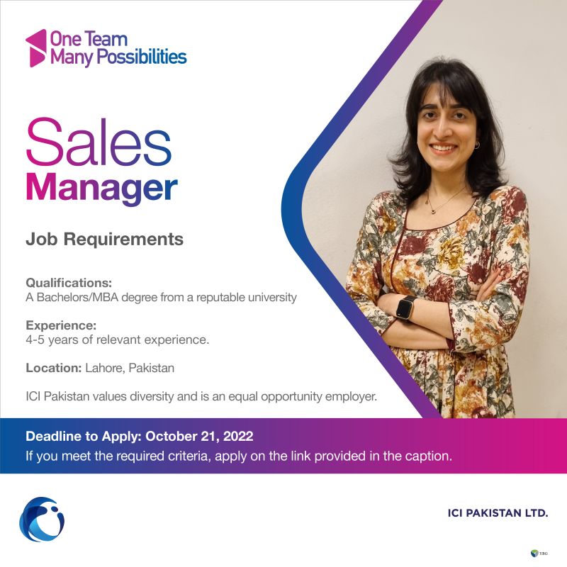 ICI Pakistan Ltd. is hiring a Sales Manager