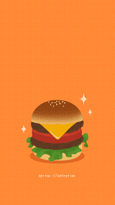 【ハンバーガー】食べ物のおしゃれでシンプルかわいいイラストスマホ壁紙/ホーム画面/ロック画面