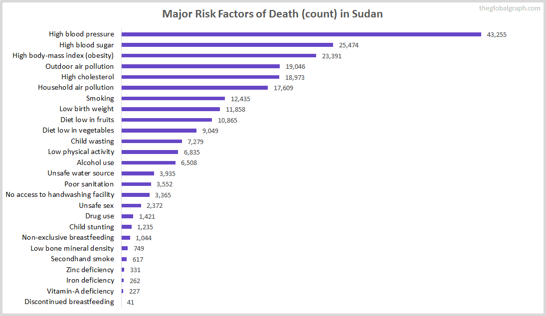 Major Cause of Deaths in Sudan (and it's count)