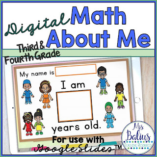 Digital Math About Me Activity for 3rd and 4th grades