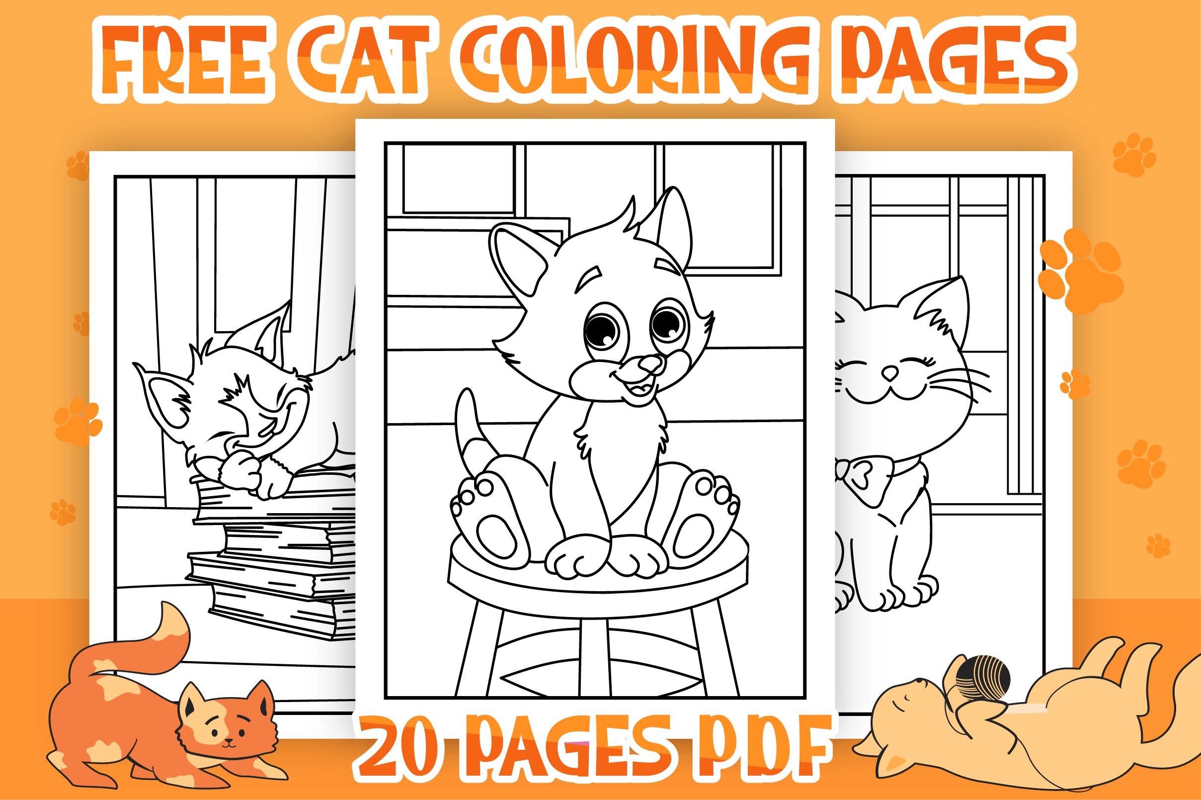 Free Printable Cute Cat Coloring Pages for Kids - Kawaii Cat Coloring Pages