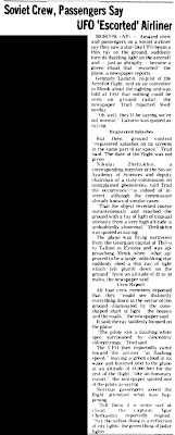 Soviet Crew, Passengers Say UFO 'Escorted' Airliner - Atlantic News-Telegraph 1-31-1985