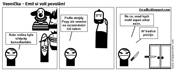 Komiks Vesnička - Emil si volí povolání.