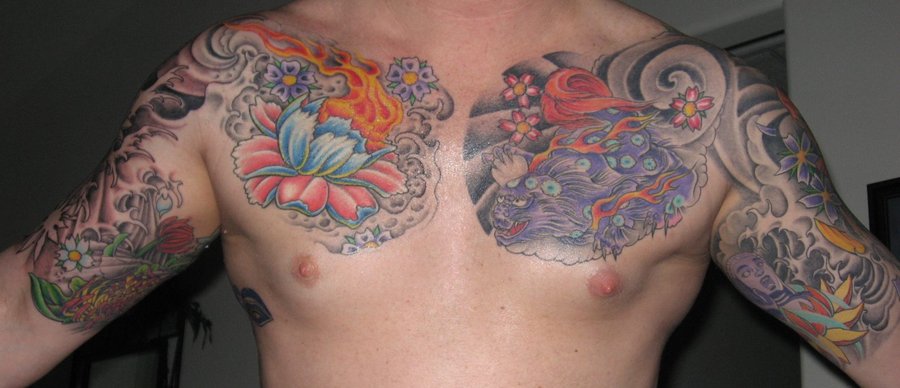 flowers tattoos on chest. flowers tattoos on chest.