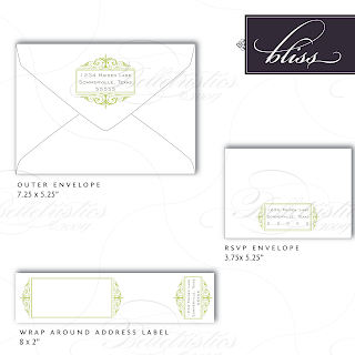 bliss flourish invitation envelope address label design