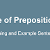 Use of Prepositions with meaning and example sentence PDF Download