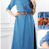 521106 ~ Half Button Denim Jubah Dress (Including Belt) (RM70)