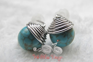 wire wrapped turquoise stud earrings