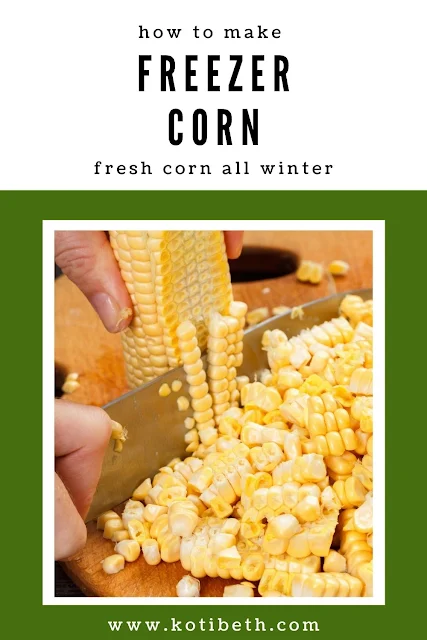 Learn how to make the best freezer corn. This is an eas way preserve corn for fresh and crisp sweet corn all winter. Learn how to do freezer corn by blacning it to make it taste like fresh corn. Freezing corn cut off the cob takes up less room in the freezer and tastes better.  The best way to make freezer corn is to blanch it and then cut it. How do you make freezer corn?  Get the recipe here! #freezercorn #corn #frozencorn