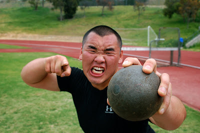 A shotputter of ANA's track & field team