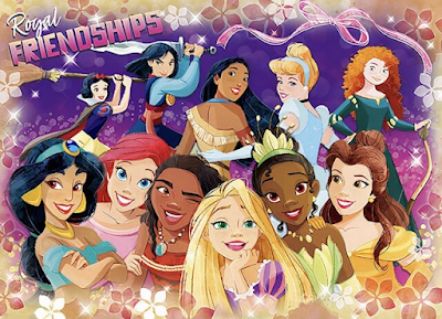 Group shot of the Disney Princesses hanging out together with the caption "Royal Friendships"