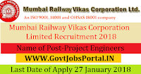 Mumbai Railway Vikas Corporation Limited Recruitment 2018– 18 Project Engineers