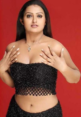 Tamil Actress Vindhiya Hot Navel Show in Black Dress