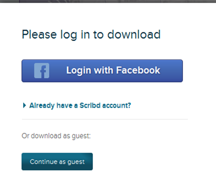 หน้าต่างเลือกล็อกอินเข้าดาวน์โหลดเอกสาร ใน scribd 