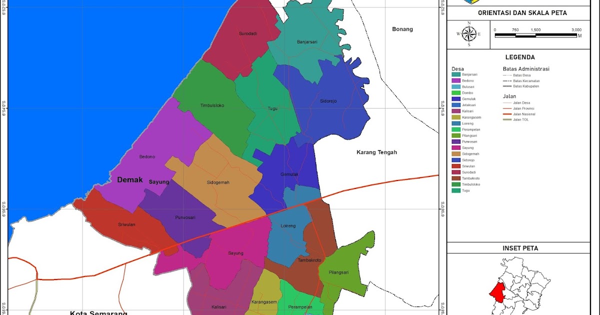  Peta  Administrasi Kecamatan Sayung Kabupaten Demak 