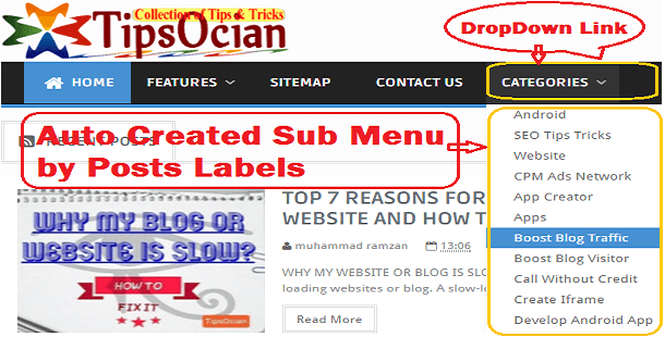 How to Automatically Add Category Links into Main Menu Bar in Blogger?