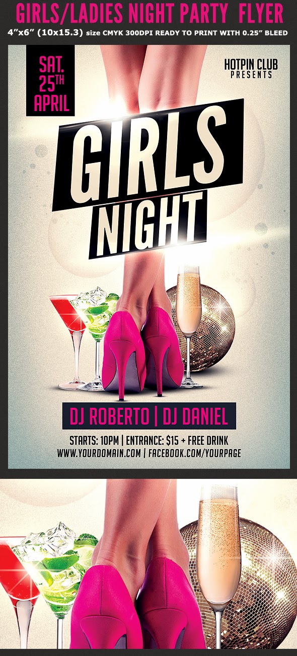  Girls-Ladies Night Party Flyer Template