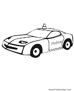 Desenho de carro de policia para colorir e pintar