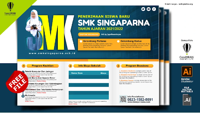 Download Brosur Sekolah SMK Comp CorelDraw Gratis