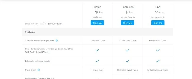 Calendly Different Price Comparison