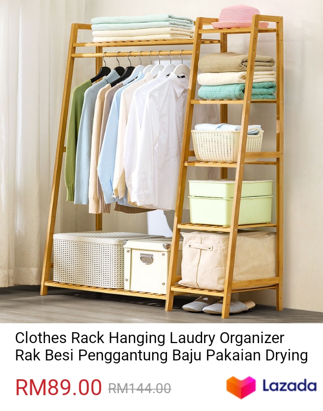 Clothes Rack Hanging Laudry Organizer Rak Besi Penggantung Baju...