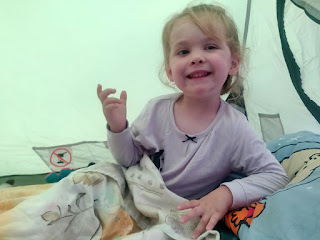 Rosie happy in the tent