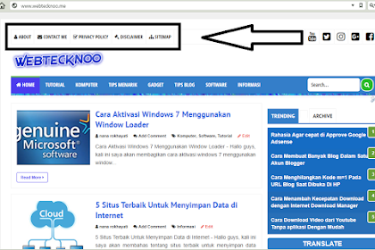 Cara Membuat Halaman About Me, Disclaimer dan Privacy Policy Pada Blog