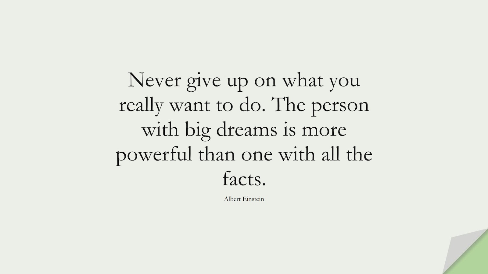 Never give up on what you really want to do. The person with big dreams is more powerful than one with all the facts. (Albert Einstein);  #PerseveranceQuotes