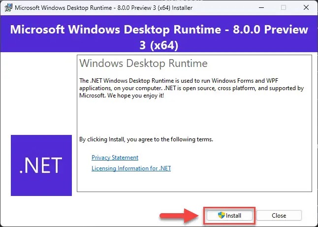 Install .NET 8 Preview 3