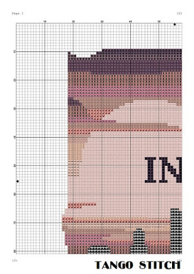 Indiana state map skyline silhouette cross stitch pattern - Tango Stitch