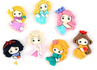 Clay charms designed to look like Disney princesses.