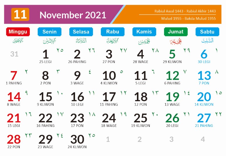 Kalender Bulan November 2021 dan Hari Peringatannya