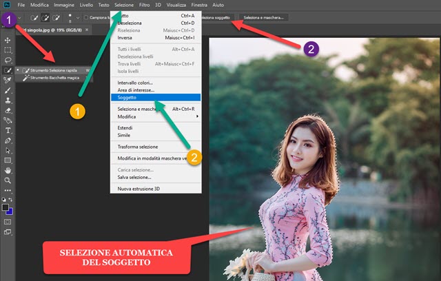 selezione automatica del soggetto con Photoshop