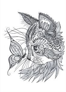 Cat-with-Butterfly-Mandala-Pattern-Tattoo-Design
