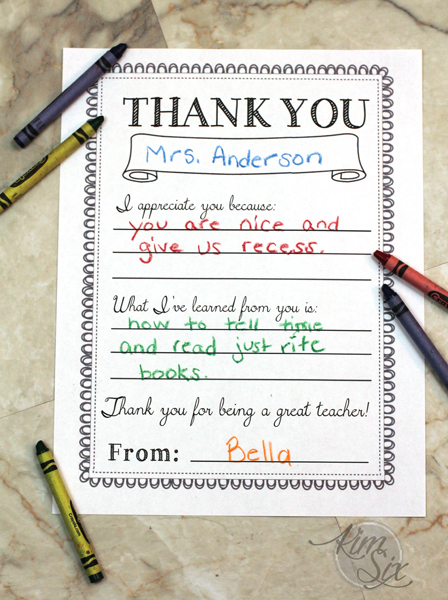 Teacher Appreciation Day Printable Thank You Notes The Kim Six Fix
