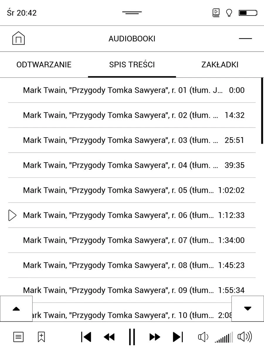 PocketBook InkPad 3 – spis treści w audiobooku