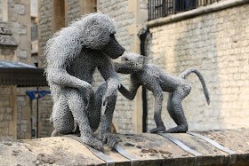 Model monkeys at the Tower of London