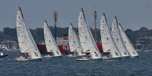 J/70s sailing upwind off Newport