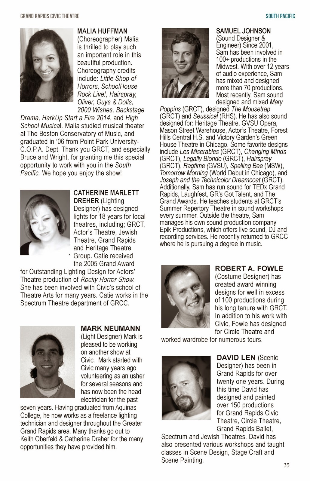 SOUTH PACIFIC: Cast Bios