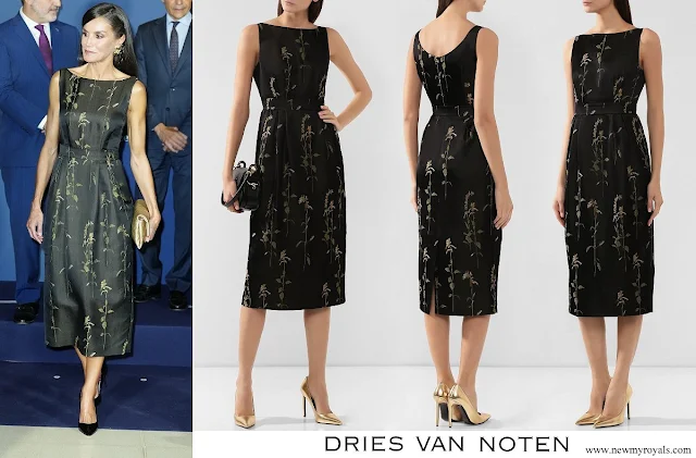 Queen Letizia wore Dries Van Noten Embellished Dress