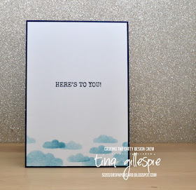 scissorspapercard, Stampin' Up!, CASEing The Catty, Above The Clouds, Label Me Bold, Seaside Notions, Shimmery Embossing Paste, Pattern Party Masks, Stampin' Blends, Copics, Subtle 3D EF