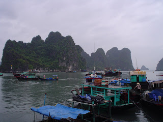 Floating fishing village in Halong Bay