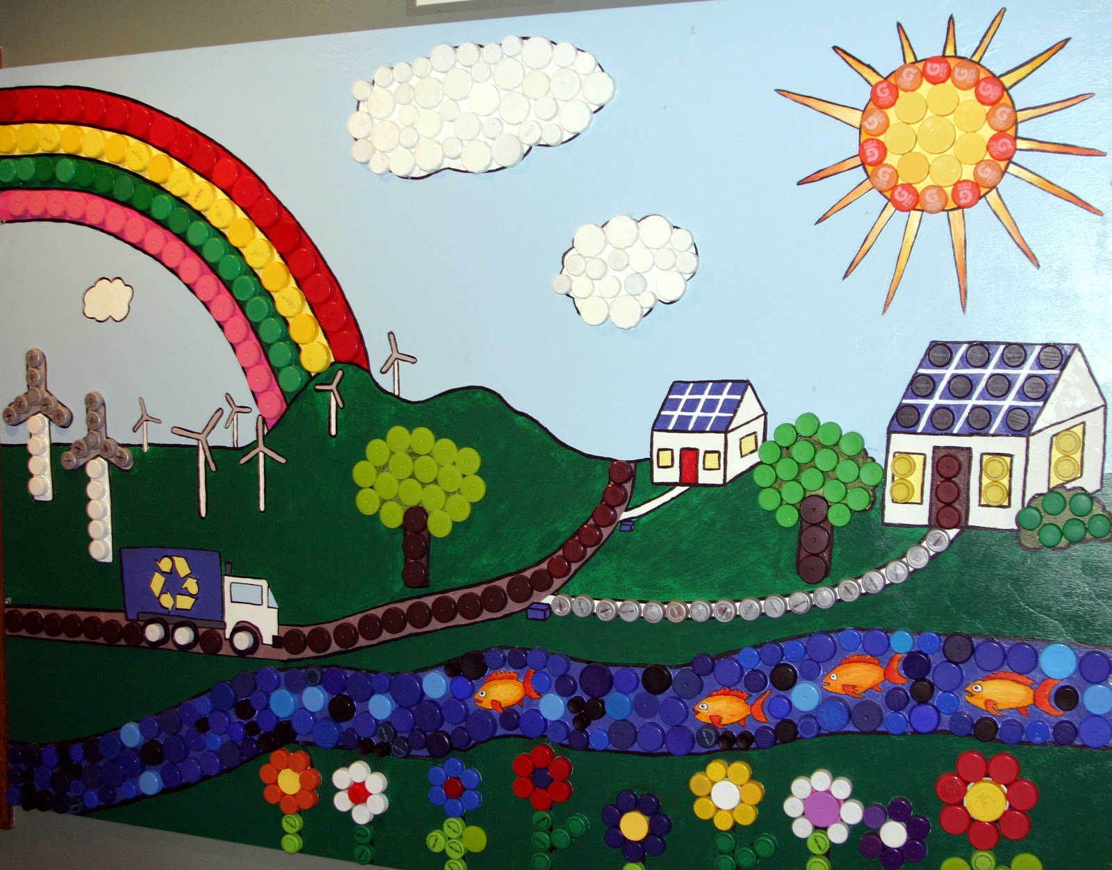 City of Rolla Missouri Bottle cap mural displayed at 