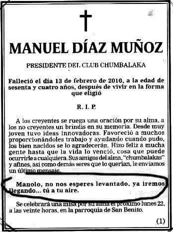 Manuel Díaz Muñoz, presidente club Chumbalaka
