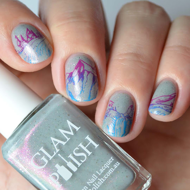 stamped mountain nail art